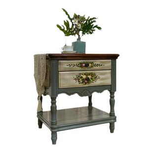 沙发边几柜小桌子客厅角几实木小茶几美式家用方几角柜迷你桌灯台