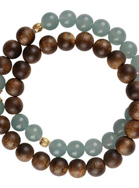 沉香手串高端天然海南沉水级双圈多圈蓝水翡翠珠子棋楠手链送礼物