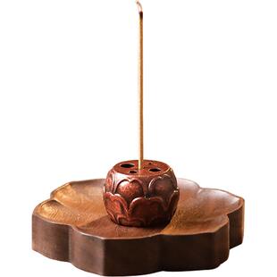 黄铜藏香香插香座线香香炉家用室内莲花插香座檀香香托纯铜香薰炉