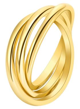 祥饰帝时尚简约钛钢三环戒指