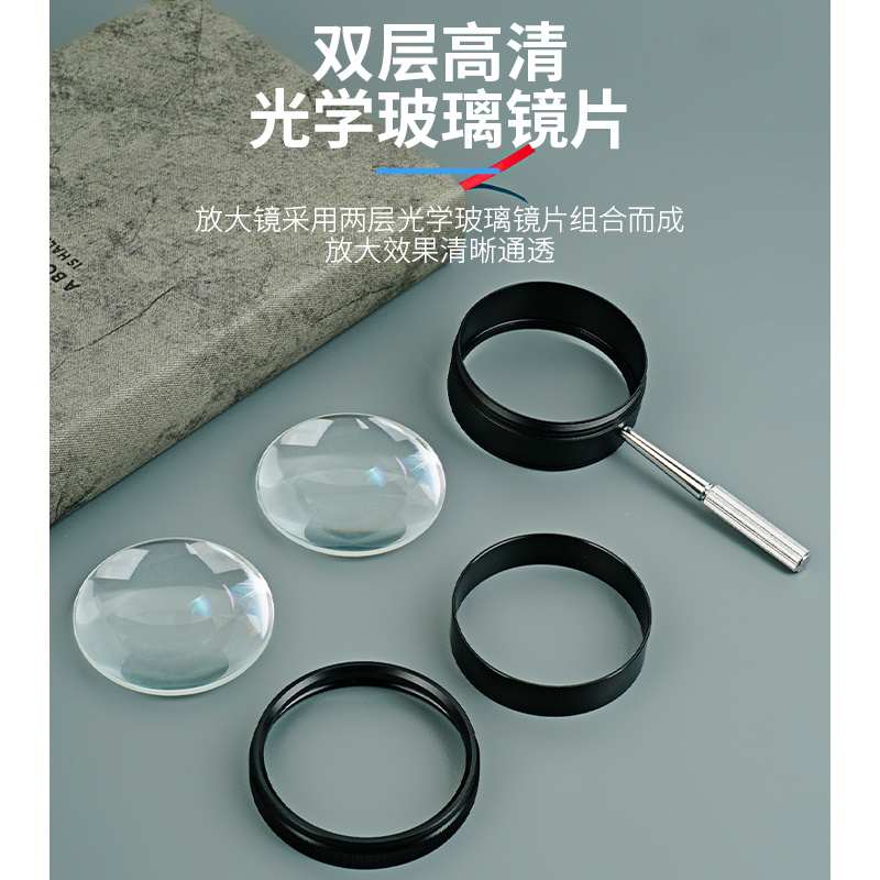 拜斯特手持放大镜老人阅读高清儿童学生用30倍便携式字体放大器