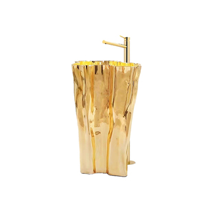 轻奢现代不锈钢洗漱台设计师Boca do Lobo异形洗手台立柱盆别墅