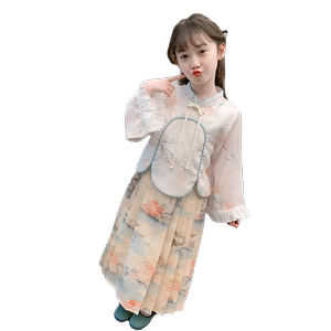 女童古风春季连衣裙新款