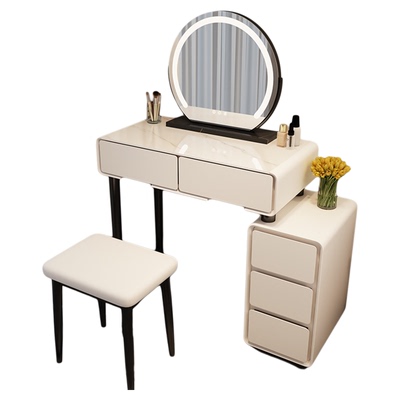 小户型梳妆台卧室60cm现代简约2023新款奶油风主卧斗柜一体化妆桌