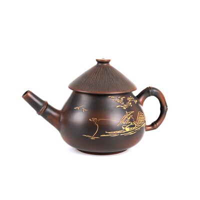 钦州坭兴陶茶壶纯手工渔翁壶名家茶壶家用紫陶茶具大容量送礼
