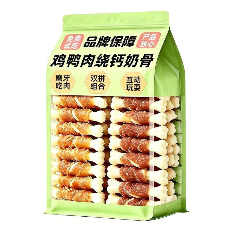 磨牙棒鸭肉绕钙奶骨训养狗奖励