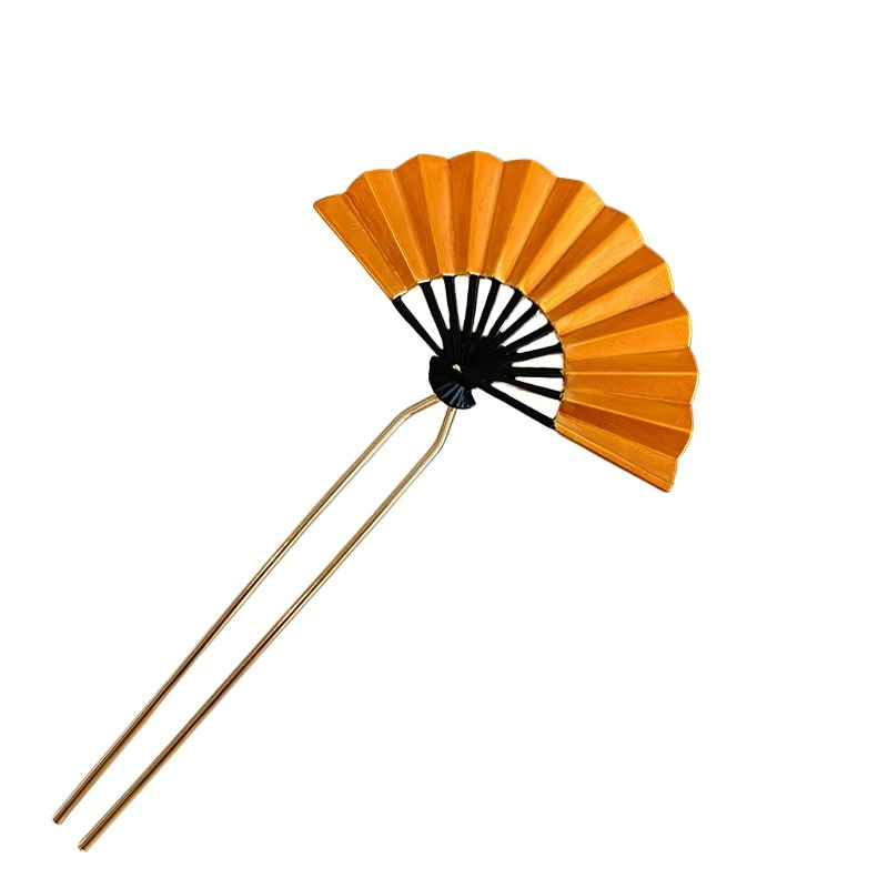 新中式古风金色扇子发簪