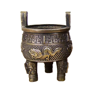 黄铜克鼎摆件铜鼎招财三足铜办公室客厅装饰品家用铜鼎香炉大小号