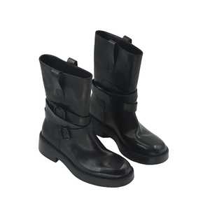 RIM RIM2025秋冬新款塑型马皮鞋黑色切尔西短靴厚底短靴烟筒靴女