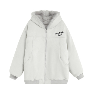 INSstudios 国潮牌情侣美式麂皮绒毛领夹棉座山小熊外套加厚棉服