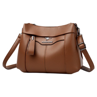 【3层】袋鼠真皮斜挎女包2026新款中年妈妈婆婆单肩包软皮大容量