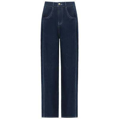 COCOBELLA时尚撞色线牛仔裤