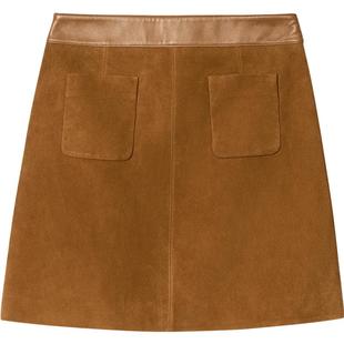 PSALTER诗篇美拉德羊皮革绒面百搭高腰显瘦半身裙2025春款