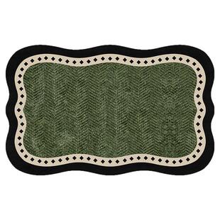 新款绿色中古风浴室防滑地垫家用厕所卫生间吸水速干脚垫门口地毯