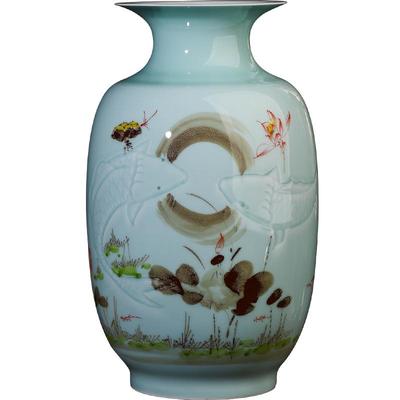 新中式陶瓷景德镇客厅玲珑瓷花瓶