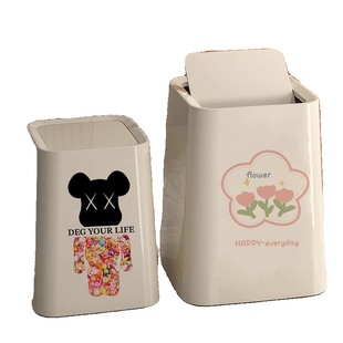 2025新款网红高档品质家用纸篓客厅卧室厨房卫生间创意印花垃圾桶
