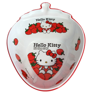 密胺碗仿瓷碗勺子套装卡通KT猫可爱防摔耐高温家用儿童餐具密胺盘