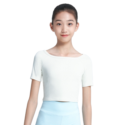 柏屋儿童舞蹈服练功服女现代舞上衣女童芭蕾舞服短袖t恤124211114