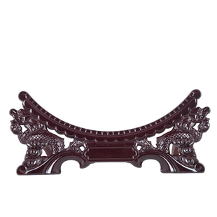 陶瓷装饰盘双龙头展示支架摆设挂盘支架摆件木质底座圆盘子木托架