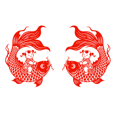 福娃玻璃贴纸鱼静电贴纸年年有余窗花2026新年春节马年窗贴水贴