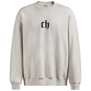 CHINISM丨字母厚板印花圆领卫衣男纯棉休闲套头上衣/CESA34K1024