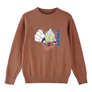 班吉鹿男童毛衣薄款秋季中大童奥特曼帅气套头针织打底衫儿童上衣