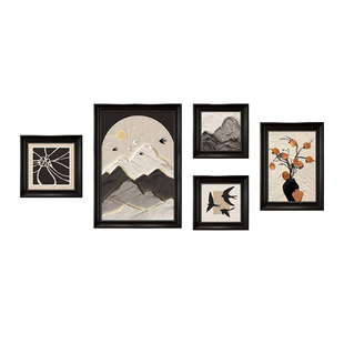 背有靠山客厅装饰画法式复古风油画沙发背景墙挂画中古风组合壁画