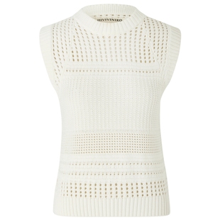 IIIVIVINIKO夏季新款百搭镂空插肩袖针织背心女M421210626D