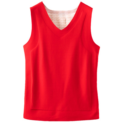 100%羊毛加绒加厚本命年红色背心