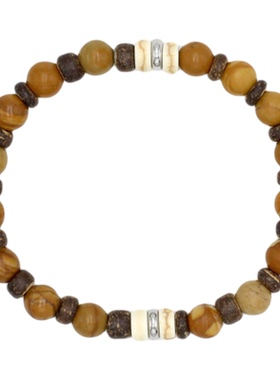 天然木纹石新中式手链