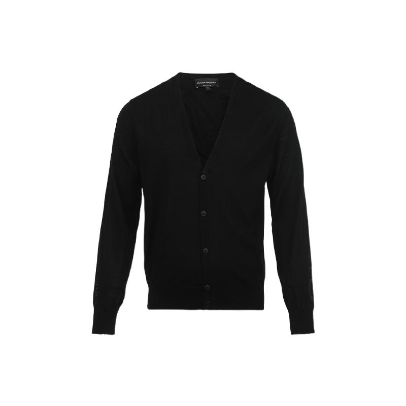 【自营】EMPORIO ARMANI/阿玛尼男士纯色V领绵羊毛针织开衫外套