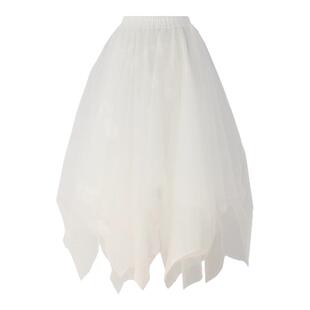 春秋冬季新款网纱暗黑风白色不规则高腰蓬蓬网纱裙半身裙仙女纱裙