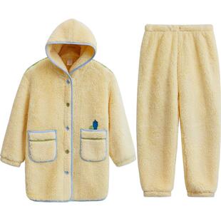 【暖感】红豆儿童睡衣男童加绒加厚学生秋冬季保暖女童家居服套装