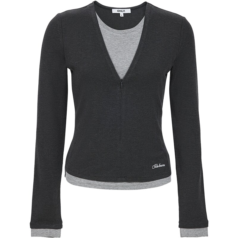 ONLY松弛撞色假两件长袖卫衣上衣