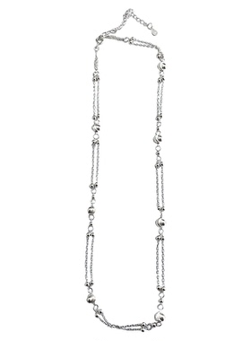 s925纯银双层链条猫眼珠项链女