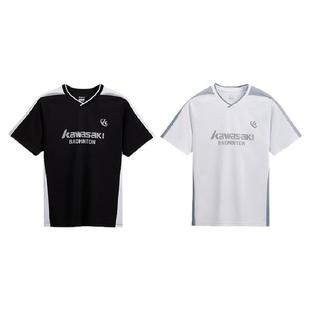 川崎2025款专业复古羽毛球服运动短袖T恤男女款排汗速干透气休闲