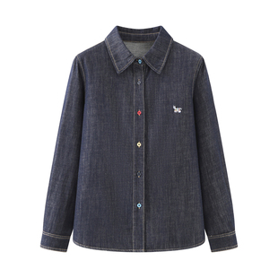 2026年春季新款复古水洗原色牛仔衬衫叠穿衬衣休闲时尚上衣女