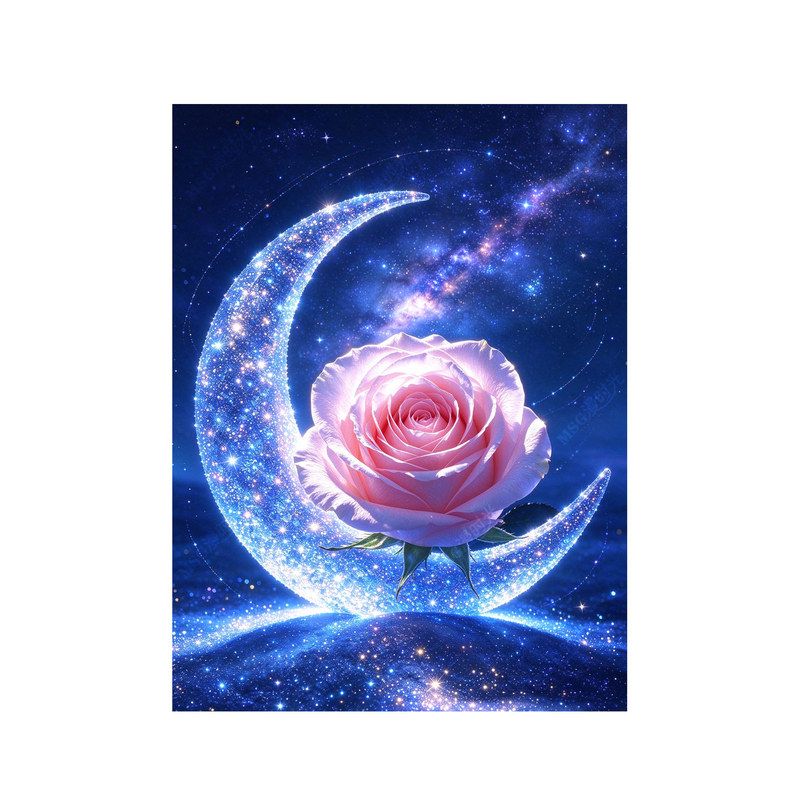 2026新款5D钻石画满钻玫瑰月亮高颜值手工diy粘贴钻画十字绣刺绣