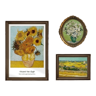 美式复古餐厅装饰画梵高油画饭厅背景墙小众艺术组合挂画欧式壁画