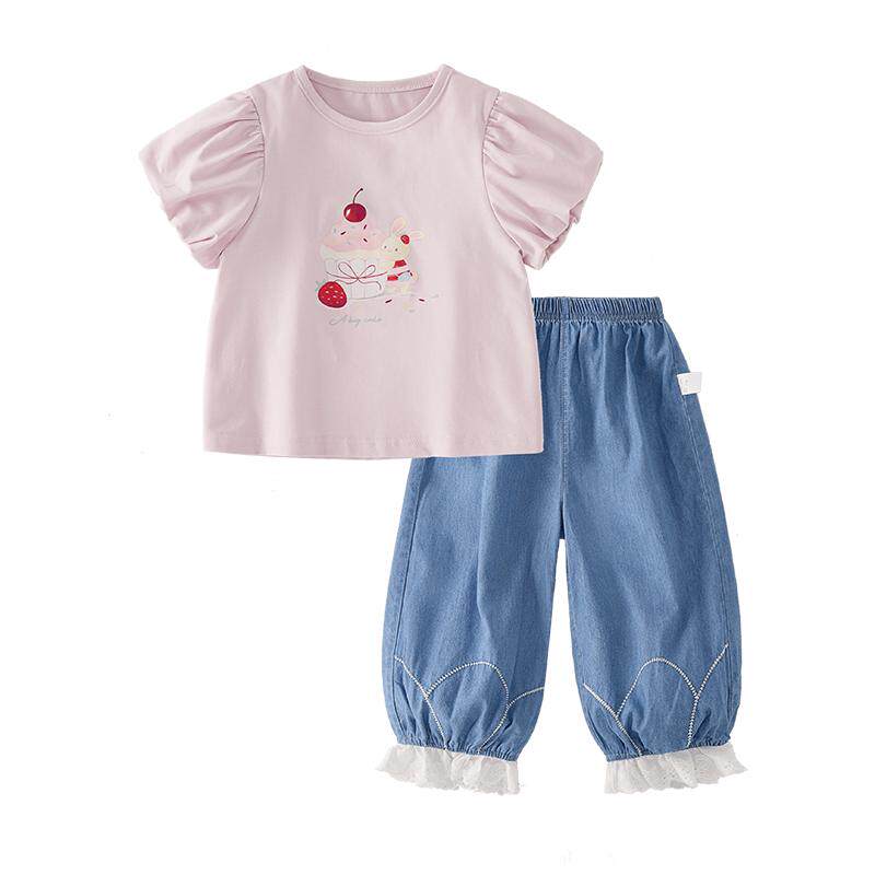 jellybaby女童夏季T恤套装