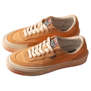 VISION官方 FLAT TOP柔和桃低帮翻毛皮帆布鞋男女街头运动滑板鞋