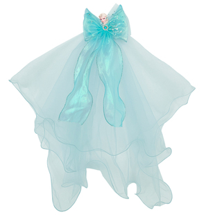 儿童头纱发夹超仙飘纱发卡女童艾莎公主披纱小女孩皇冠头饰发饰