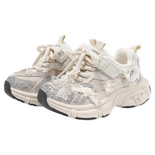 千百度童鞋运动鞋2026冬季新款韩版时尚老爹鞋女童加绒百搭休闲鞋