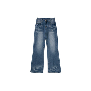 CountryMoment 做旧猫须美式复古低腰微喇牛仔裤女2025新款阔腿裤