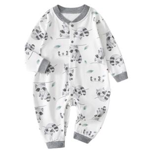 贝肽斯婴儿衣服连体衣秋季新生儿男女宝宝纯棉长袖睡衣纯棉爬服S