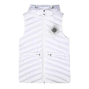 TCH烫钻保暖连帽羽绒马甲女秋冬新款松紧收腰显瘦压纹背心外套潮