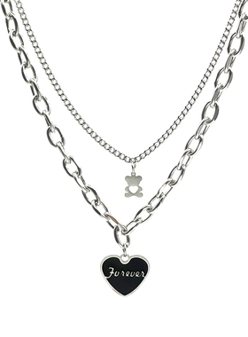 crivla潮牌小熊字母钛钢酷风链子