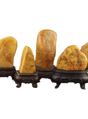 田黄石山水风景文玩手工艺术品