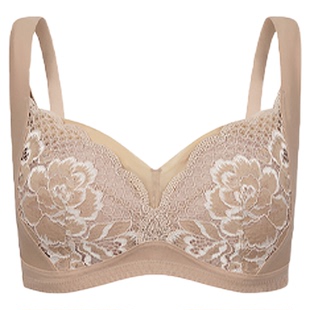 古今大胸显小内衣女透气舒适性感蕾丝全包裹承托防外扩文胸罩