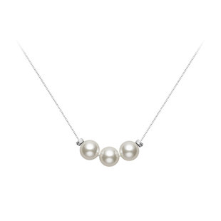 DELTA三颗澳白珍珠项链纯银锁骨链女气质精致轻奢秋冬毛衣链颈链